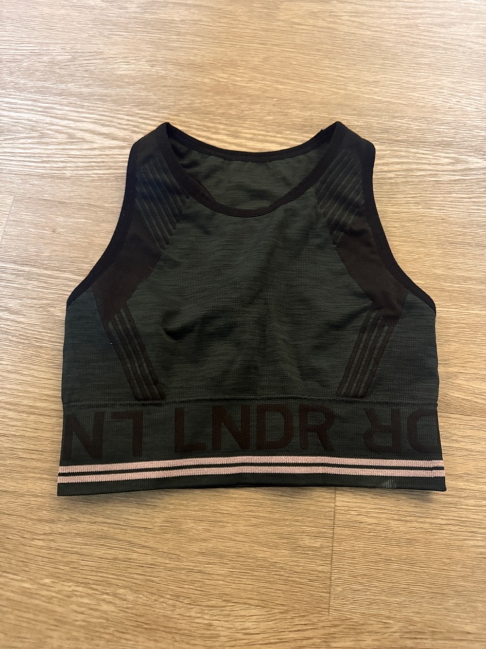 LNDR Black & Pink Seamless Crop Sports Bra